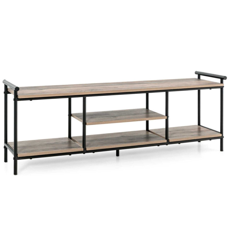 Industrial TV Stand for TVs up to 60 Inch with Storage Shelves-NaturalCostway Gallery View 1 of 10